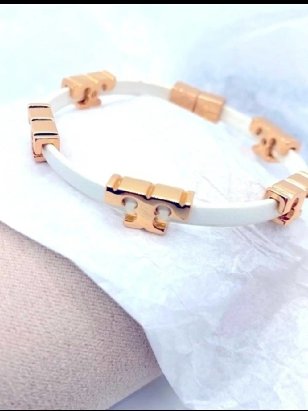 New Tory Burch Leather Rose Gold, Magnetic Bracelet